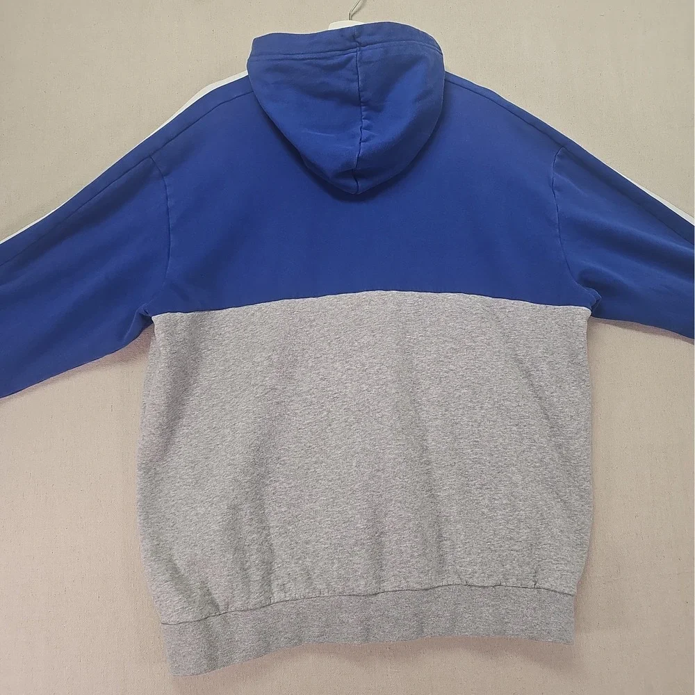 Adidas Essentials Men's XL Blue Gray Colorblock Full Zip Hooded Track Jacket